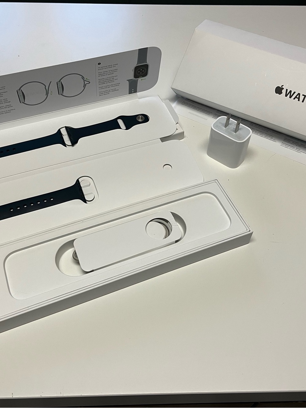Apple Watch Sport Band Set in Midnight Blue with Charging Accessories
